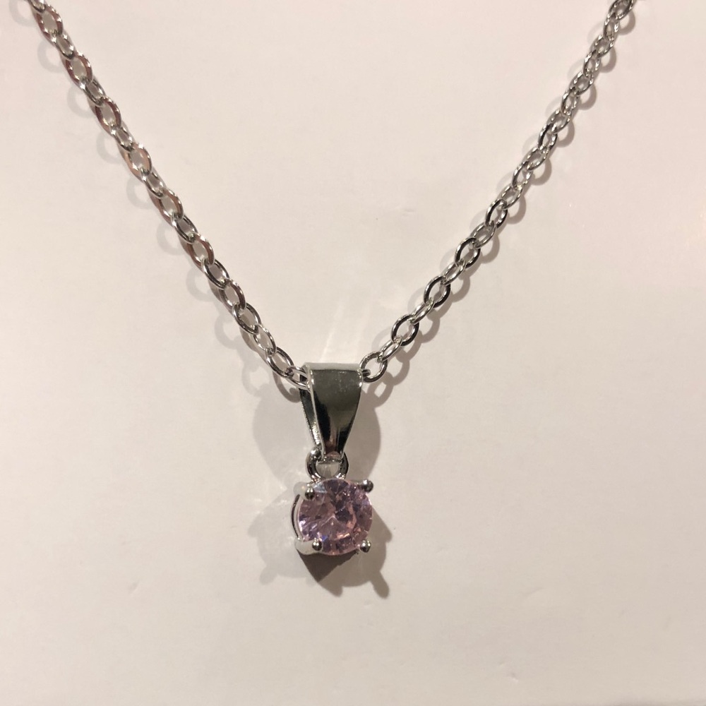 Effy Silver Necklace with Light Pink Solitaire Pendant